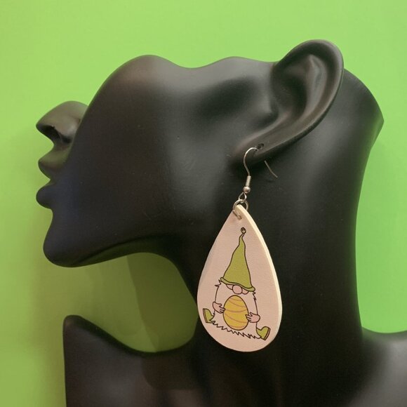 Easter Egg Earring, Easter Basket Gift, Gnome Dwarf Earring Earring, Easter - Picture 3 of 4